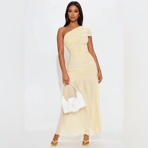 Butter Yellow One-Shoulder Dress